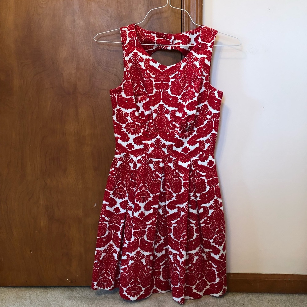 Closet London Red Print Skater Dress